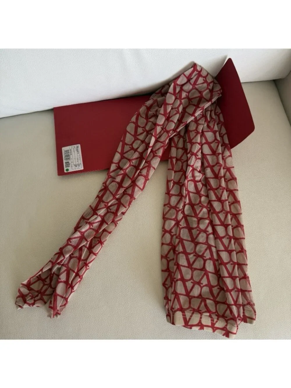 NEW Valentino Beige & Red Iconographe Tights Logo Sz S-M